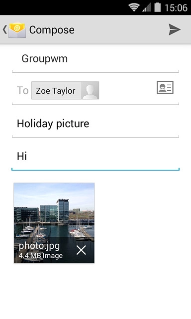 Press the send icon when you've finished your email message.