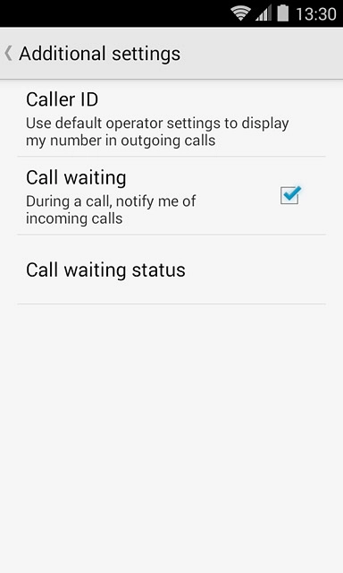 The current settings are displayed.Press Caller ID.