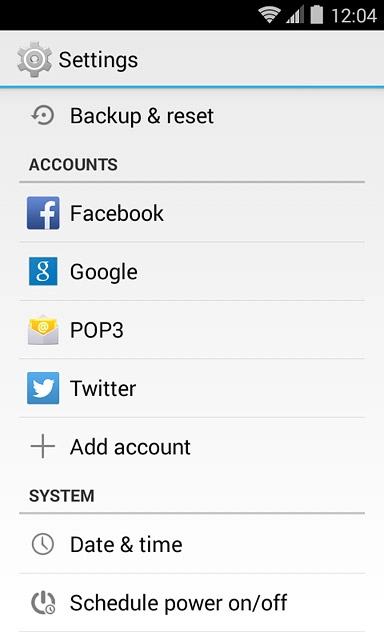 Press Backup & reset.