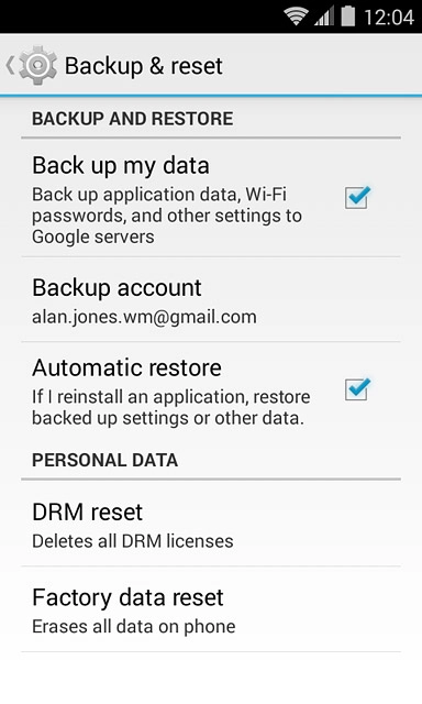 Press Factory data reset.