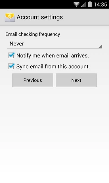 Press Sync email from this account to turn the function on or off.