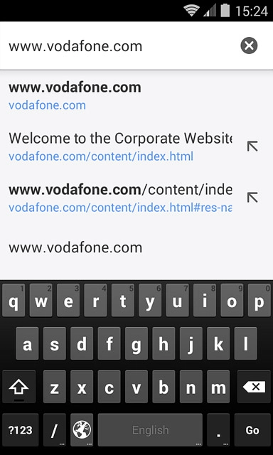 Key in the address of the required web page and press Go.
