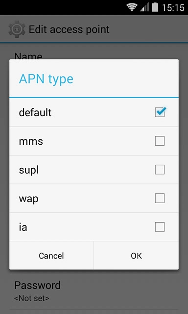 Press default until the function is turned on.