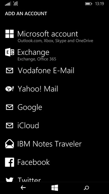 Press Microsoft account.