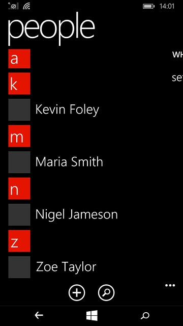 Press the required contact.The contact details are displayed.