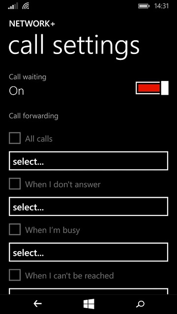 The current settings are displayed.Press the field below one of the following options: