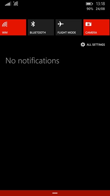 Slide your finger down the display starting from the top edge of your phone.Press ALL SETTINGS.