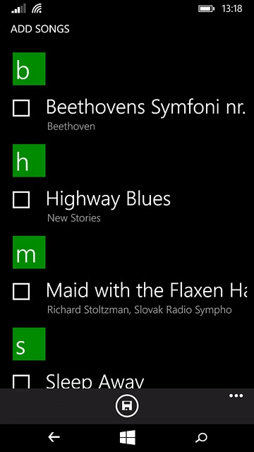 Press the required audio files to select them.