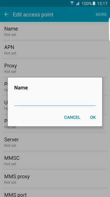 Key in Vodafone Internet and press OK.
