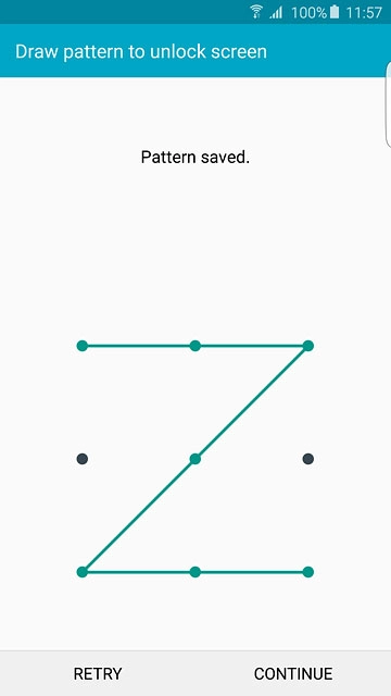 Press CONTINUE.Repeat the selected phone lock code to confirm.