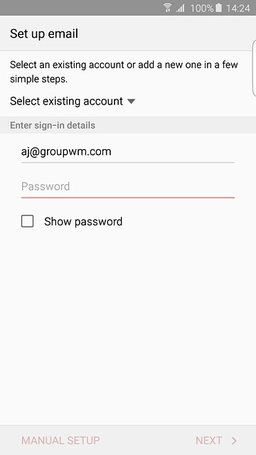 Press Password and key in the password for your email account.