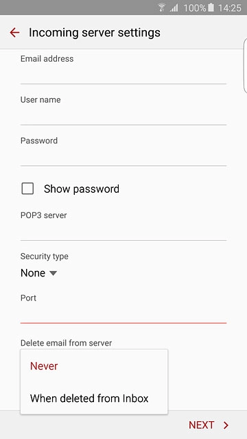 Press Never or When deleted from Inbox.