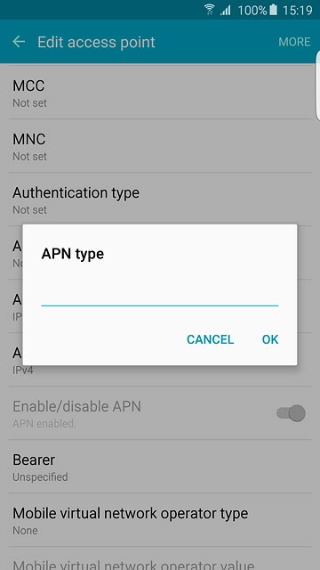 Key in default and press OK.