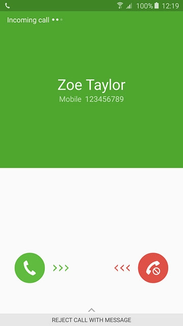 Press and drag the accept call icon right.