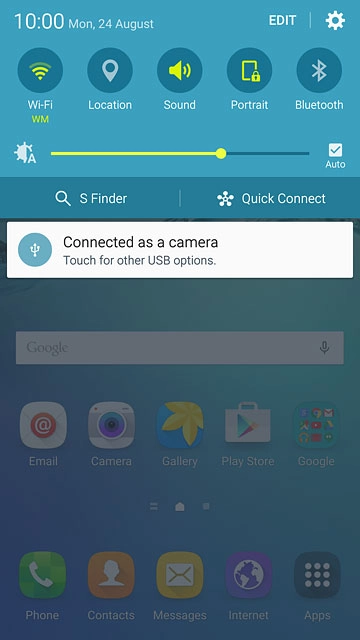 Slide your finger down the display starting from the top edge of your phone.Press the settings icon.
