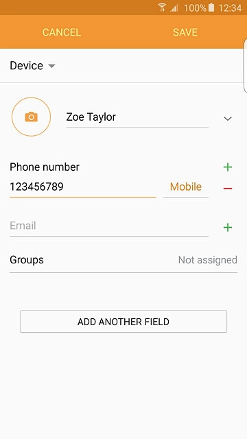 Press the field next to the phone number.