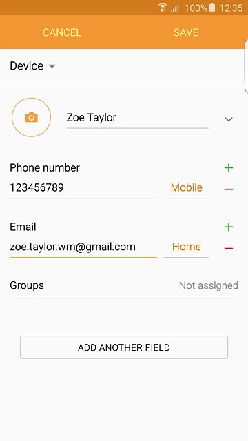 Press the field next to the email address.