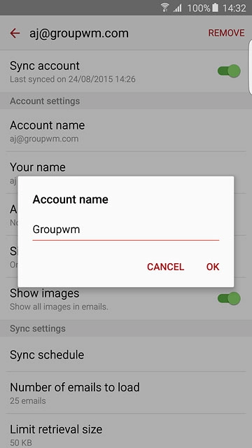 Key in the required name and press OK.