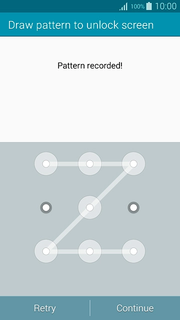 Press Continue.Repeat the selected phone lock code to confirm.