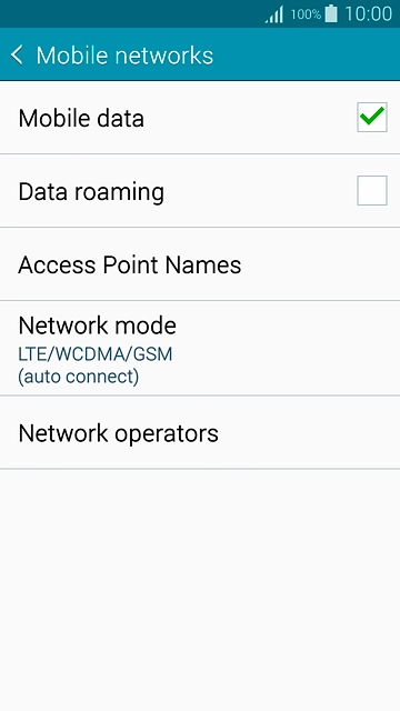 Press Data roaming to turn the function on or off.