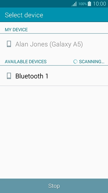 Your phone now searches for devices and after a moment, a list of Bluetooth devices within range is displayed.Press the required Bluetooth device.The file is sent.