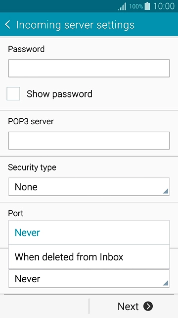 Press Never or When deleted from Inbox.