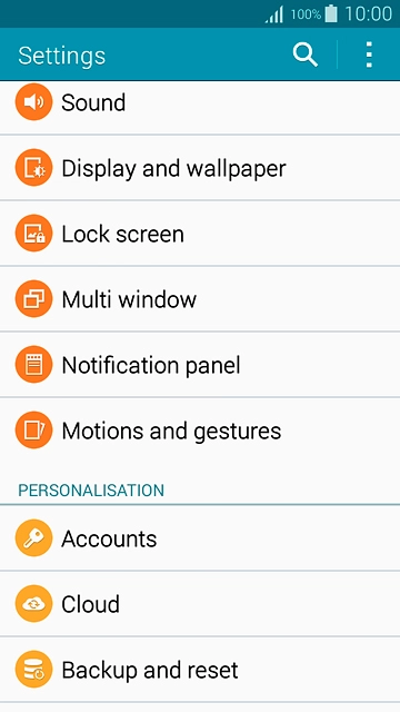 Press Backup and reset.