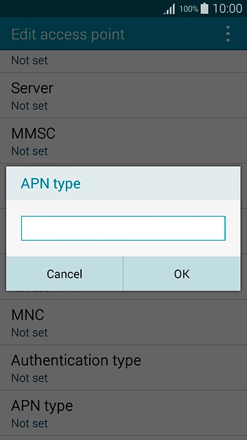 Key in default and press OK.