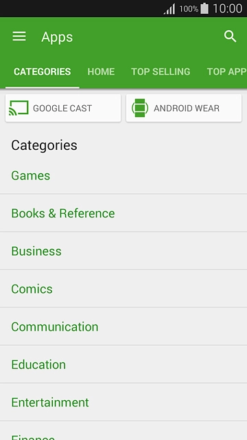 Press CATEGORIES.Go to the required category.