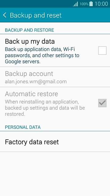 Press Factory data reset.