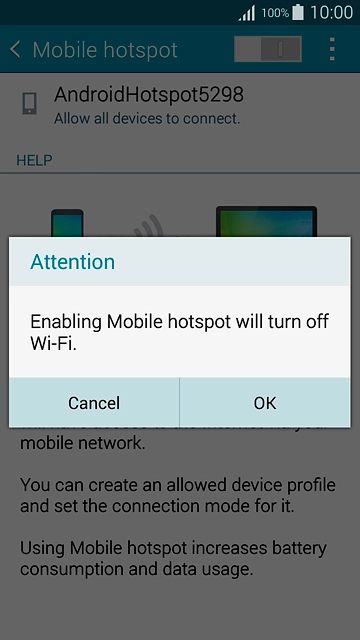 If Wi-Fi is turned on:Press OK to confirm.