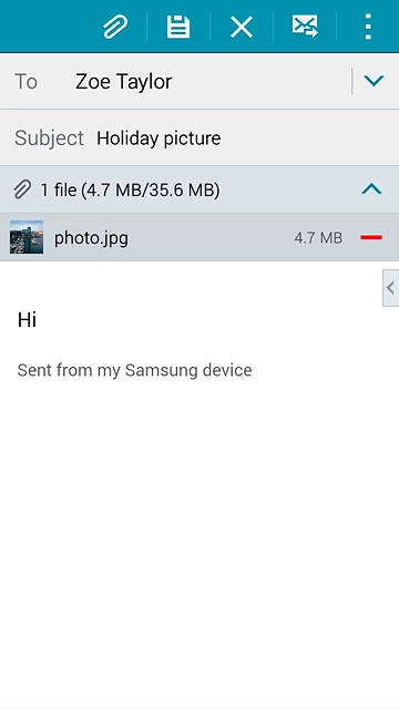 Press the send icon when you've finished your email message.