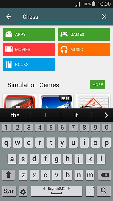 Key in the name of the required app and press the search icon.