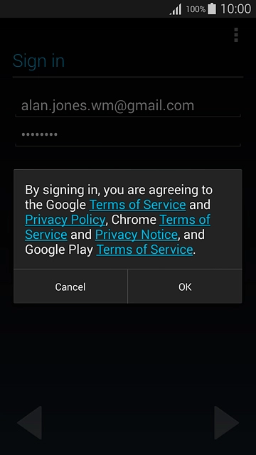 Press OK.Follow the instructions on the display to select settings for your Google account.
