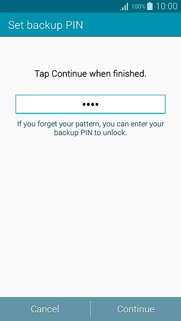 Key in a four-digit PIN and press Continue.