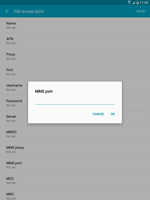 Key in 8080 and press OK.