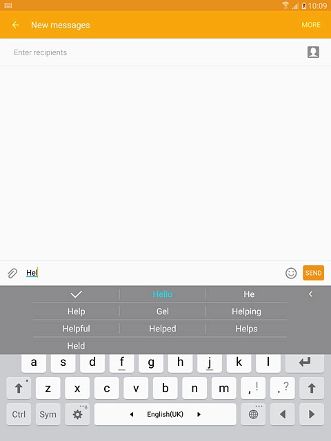 Press the required word to insert it.
