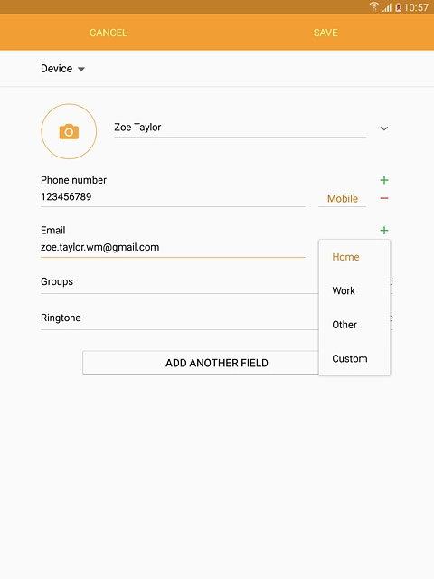 Press the required email type.