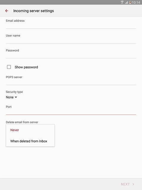Press Never or When deleted from Inbox.