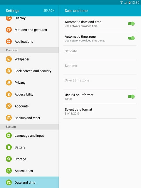 Press Automatic time zone until the function is turned on.