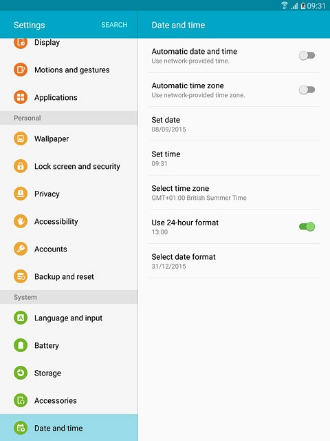 Press Date and time.