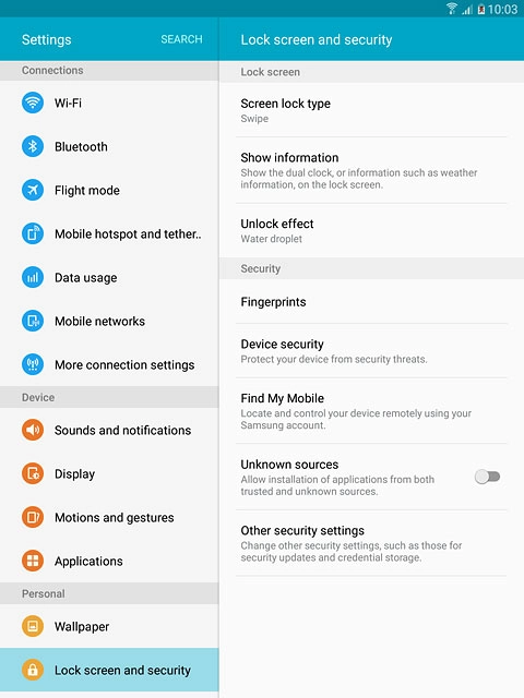 Press Lock screen and security.