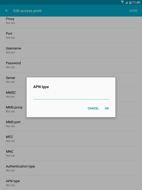 Key in default and press OK.