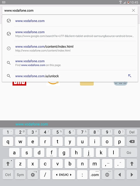 Key in the address of the required web page and press Go.