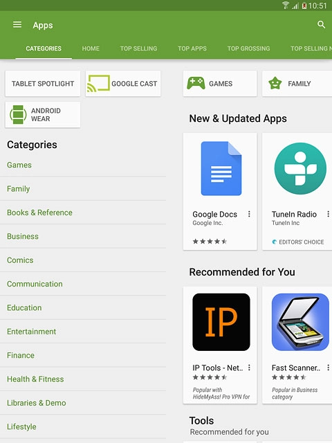 Press CATEGORIES.Go to the required category.