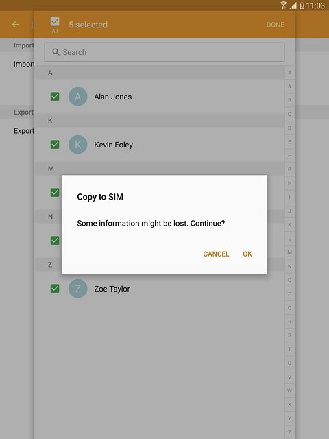 Press OK to confirm.