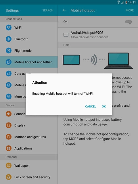 If Wi-Fi is turned on:Press OK to confirm.