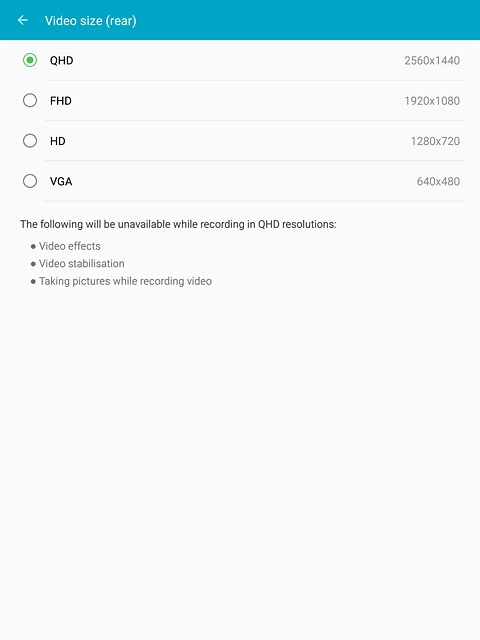 Press the required resolution.