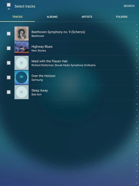Press the required audio files to select them.