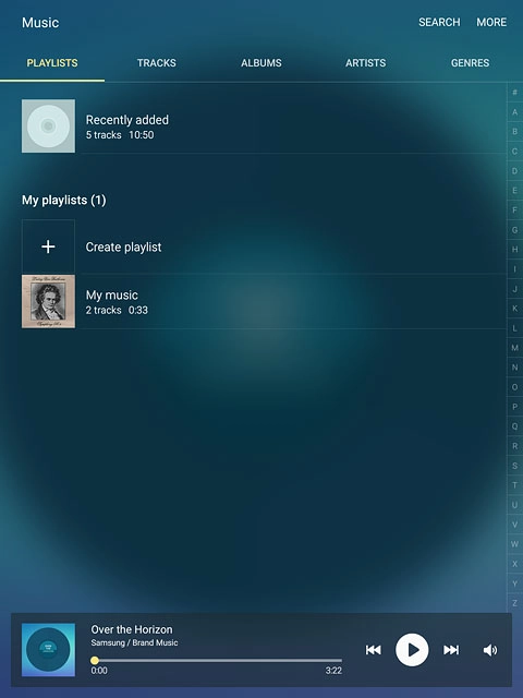 Press the required category.Go to the required audio file or playlist.